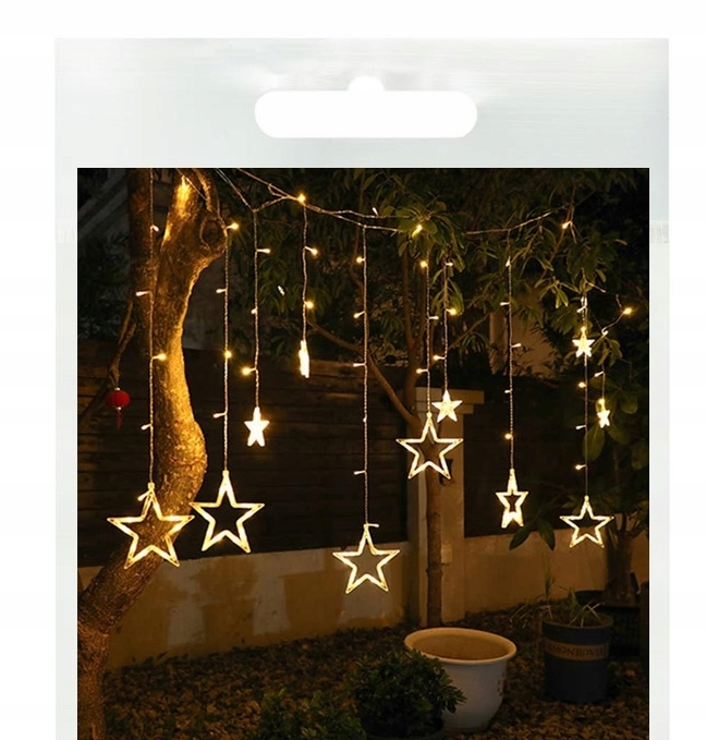 

Duża girlanda Gwiazdek kurtyna łańcuch Led Funkcje