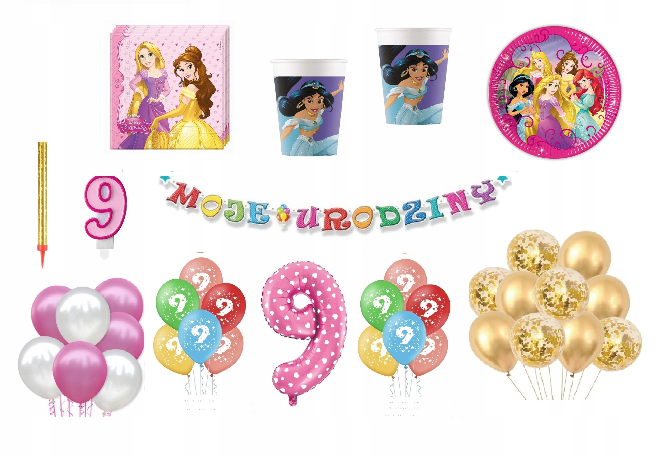 

Zestaw Księżniczka Princess 9 Urodziny Balony