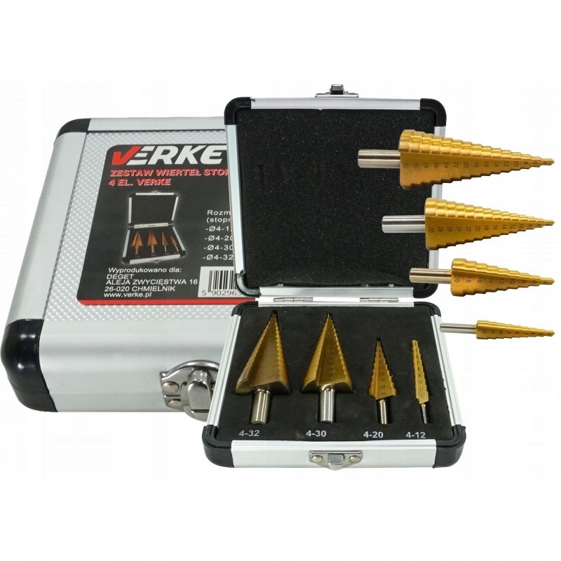 

Verke Zestaw Wierteł Stopniowych Stożkowych 4 szt.