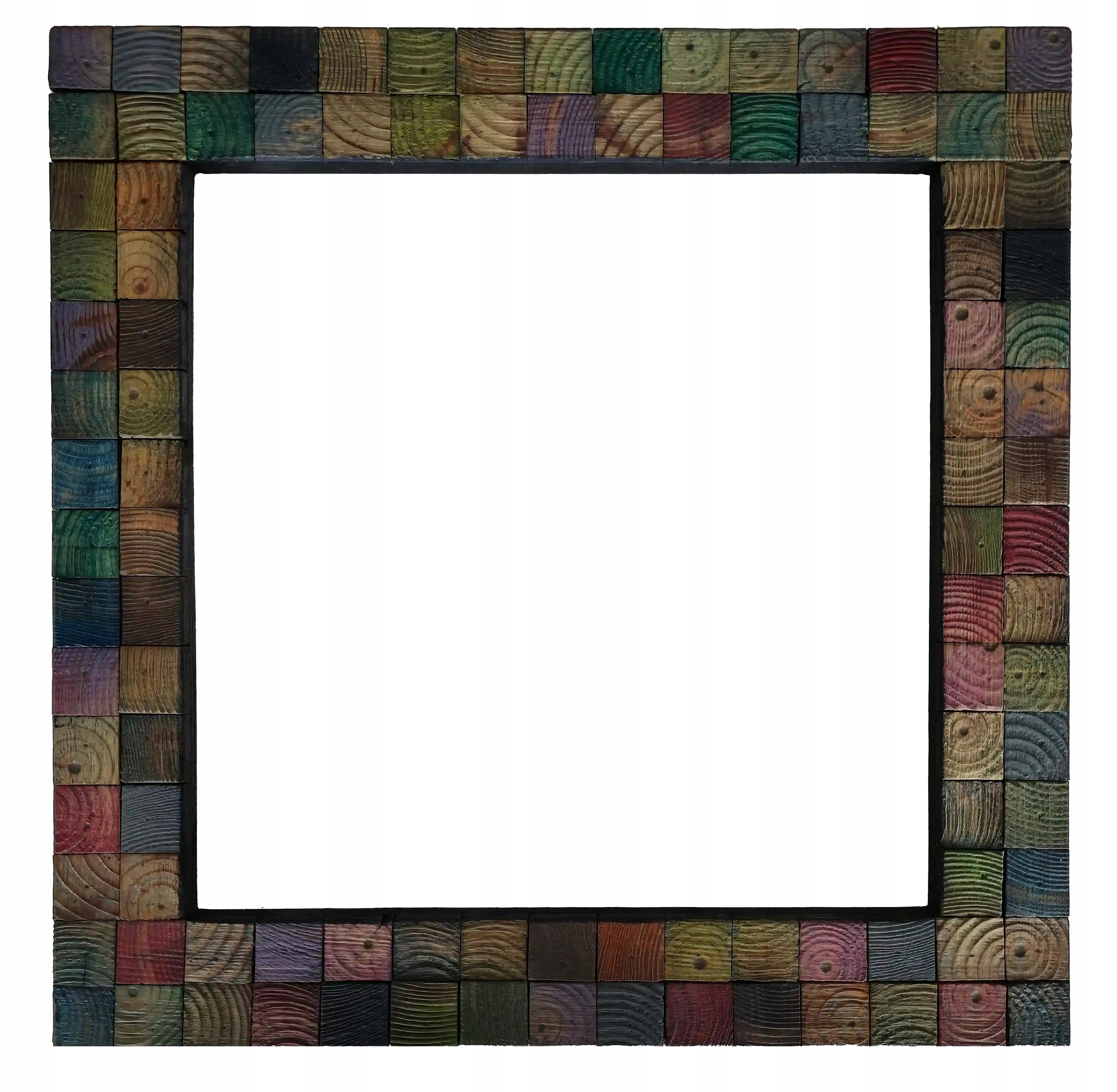 Unikátny ručne vyrobený drevený rámik farebná mozaika