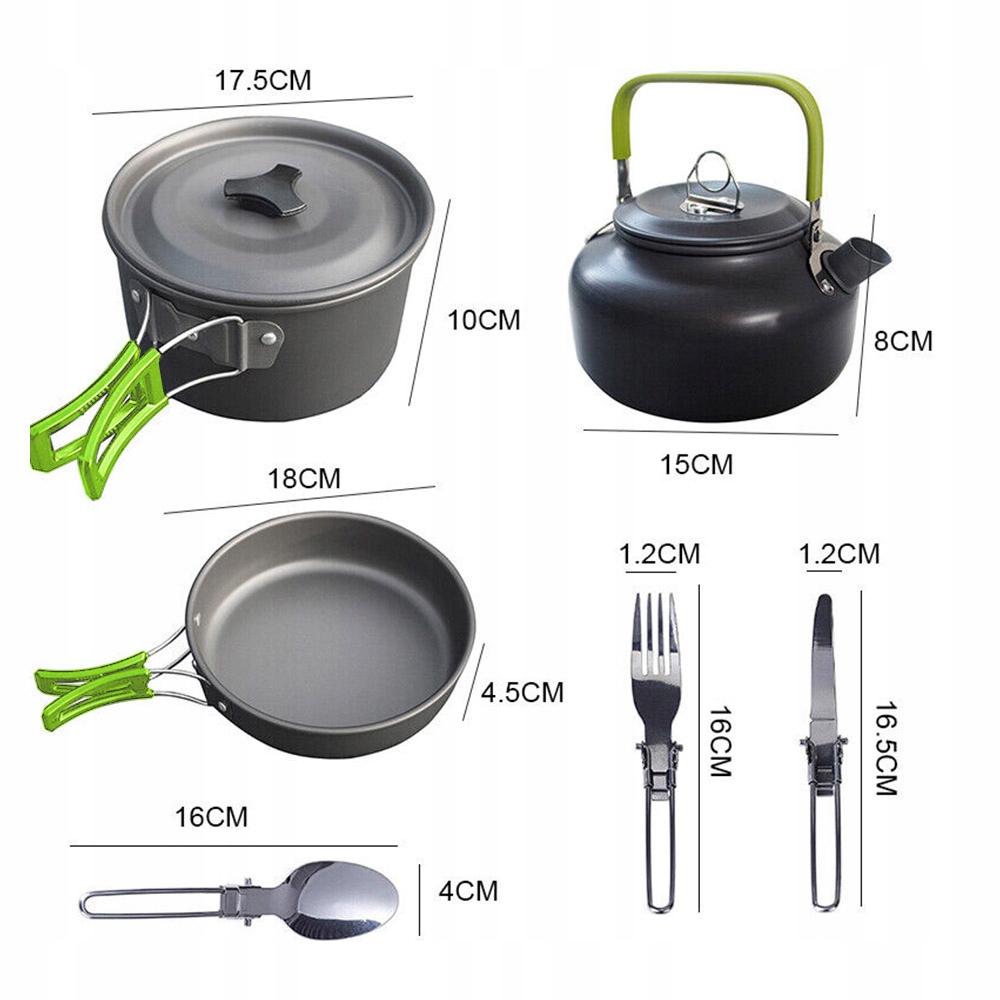 NACZYNIA TURYSTYCZNE ZESTAW GARNKÓW SZTUĆCE POD NAMIOT BIWAK CZAJNIK 18 el. Kod producenta NIETŁUKĄCE SKŁADANE KOMPAKTOWE OUTDOOR