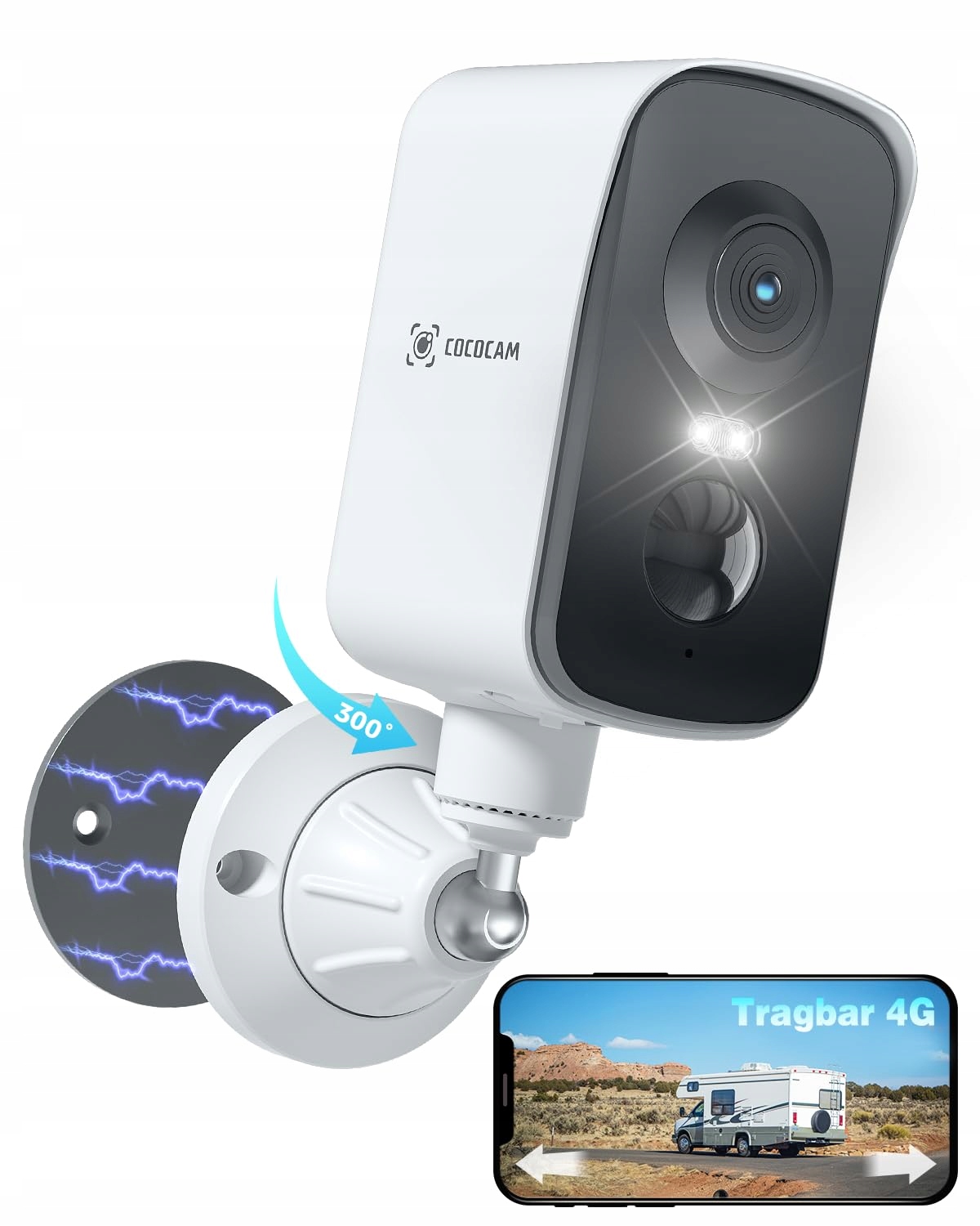 CocoCam ZY-G1 Kamera Zewnętrzna 4G Lte Sim 2K Pir Audio Tf