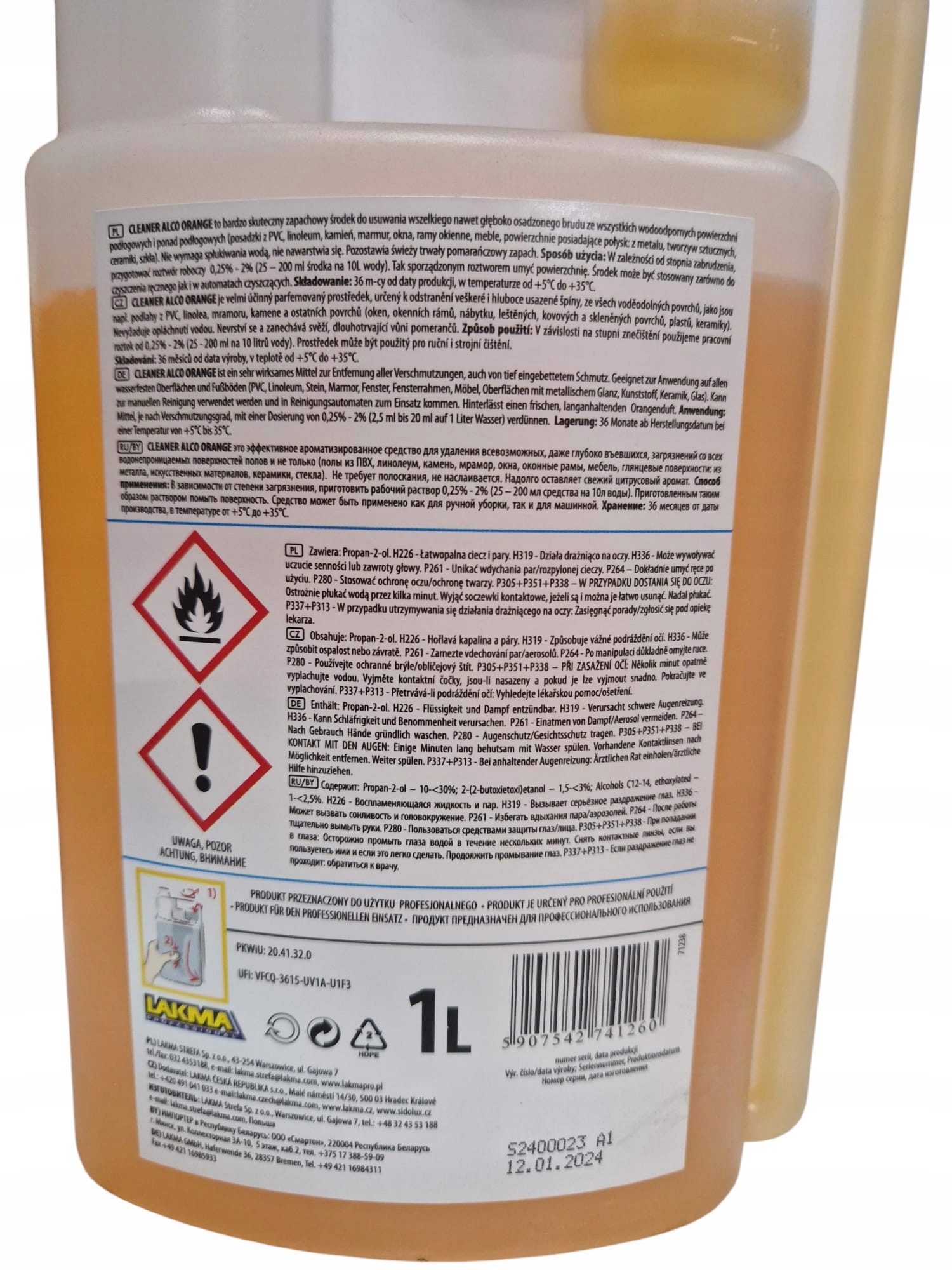 Tekutý čistič Alco 1L Lakma Orange 1 Ks