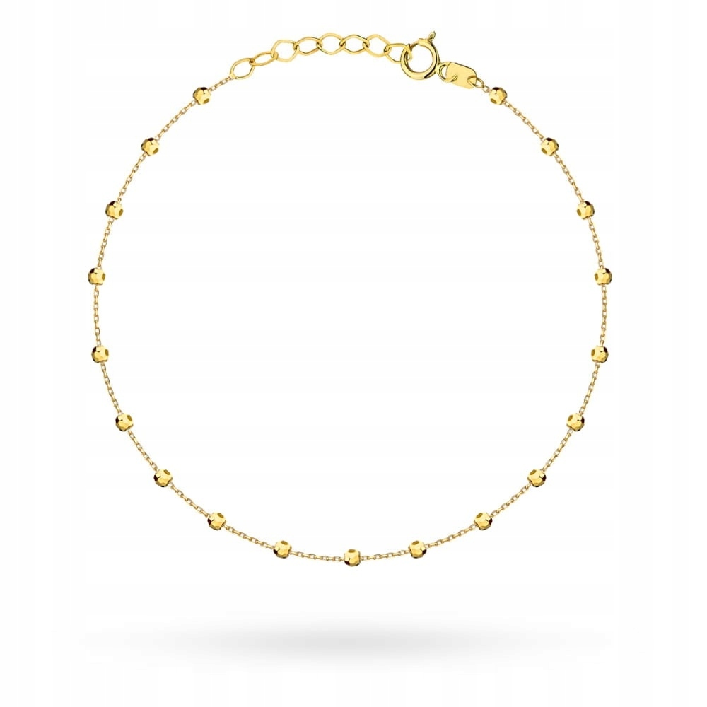 Zlatý Náramek Z Diamantových Kuliček Ryzosti 585, Moderní, Efektní, 19 CM