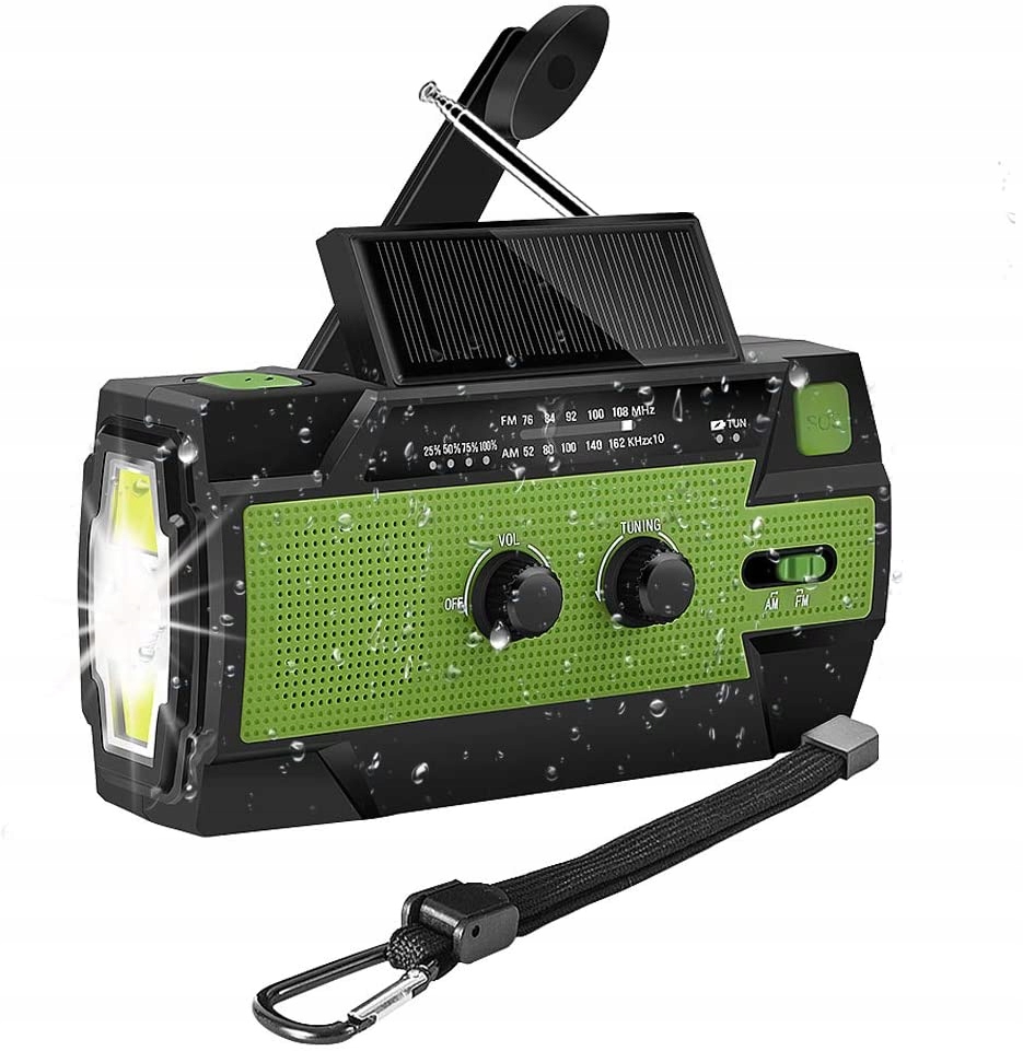 Solární Rádio Am Fm Sos Powerbanka 4000mAh Svítilna