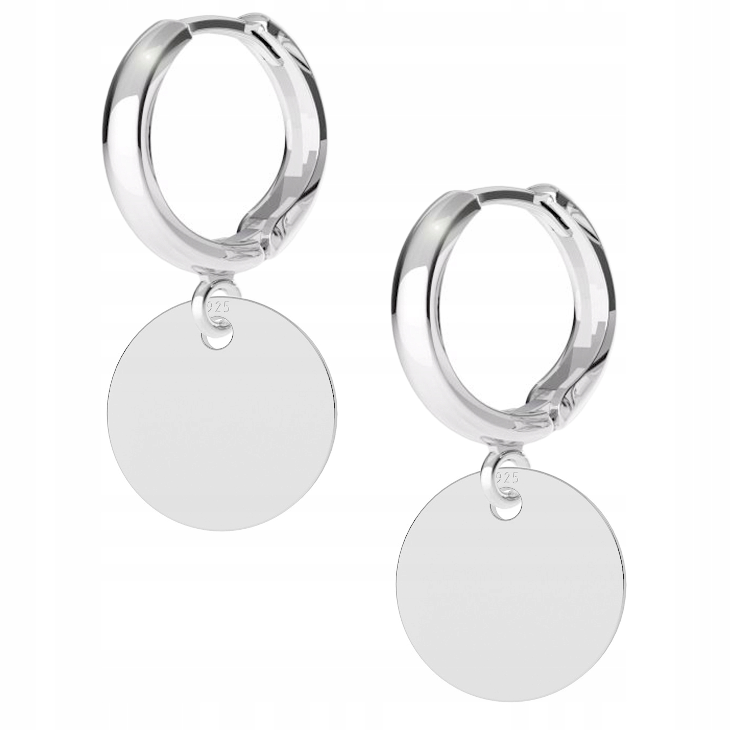 Stříbrné Náušnice na patentku s kroužkem a visací destičkou, patentek stříbro