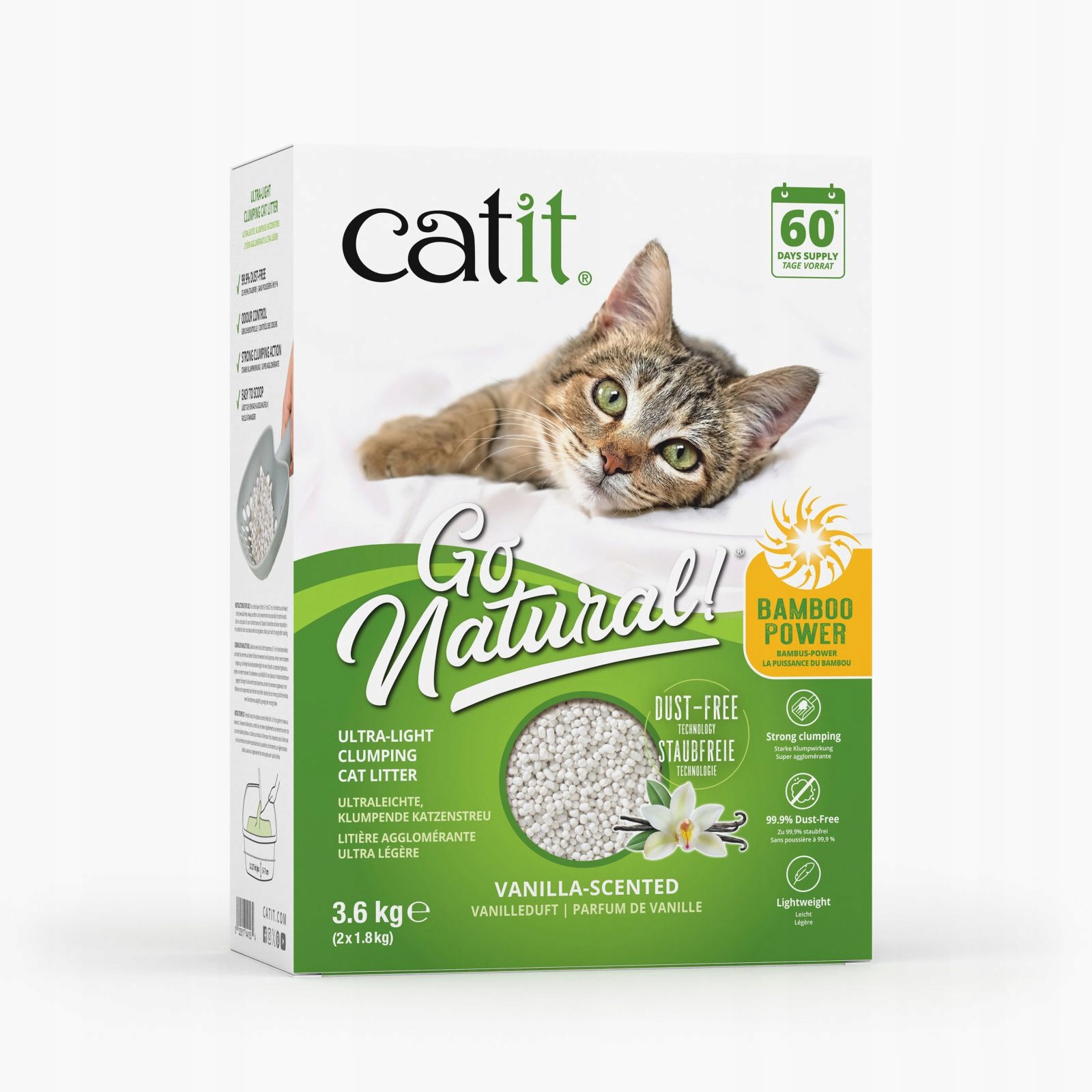 Levně Catit Go Natural! Bambusové Hrudkující Kočičí Podestýlka 2 X 1,8KG (3,6KG)