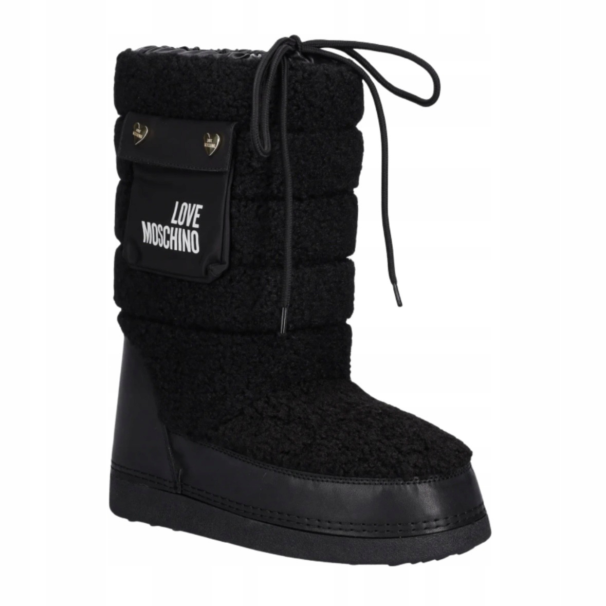 Love Moschino Sněhule s našitou boční kapsou s logem, černé, velikost 39-40