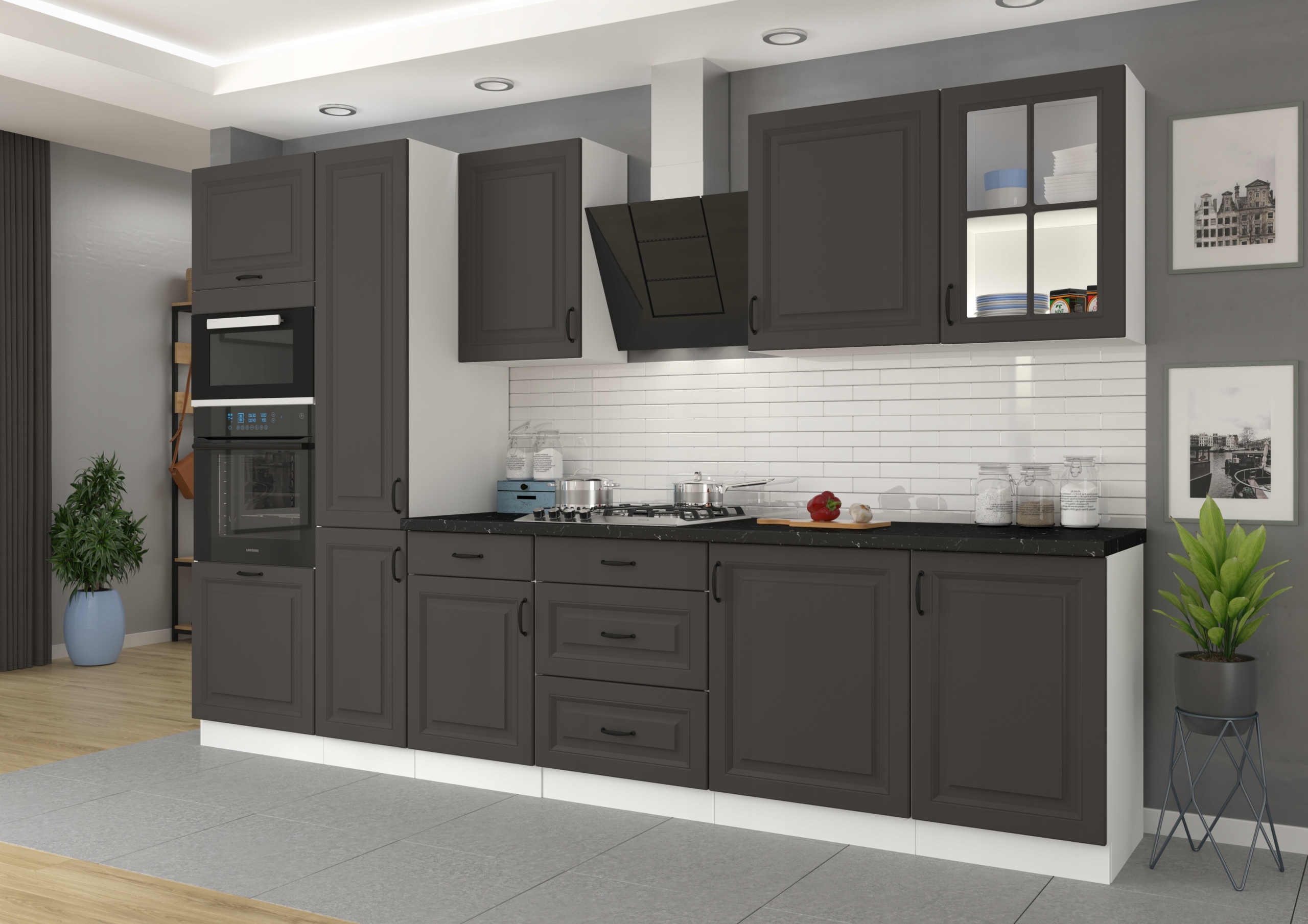 Szafka kuchenna górna 40cm grafit frezowana SPRING Kod producenta ST40G72