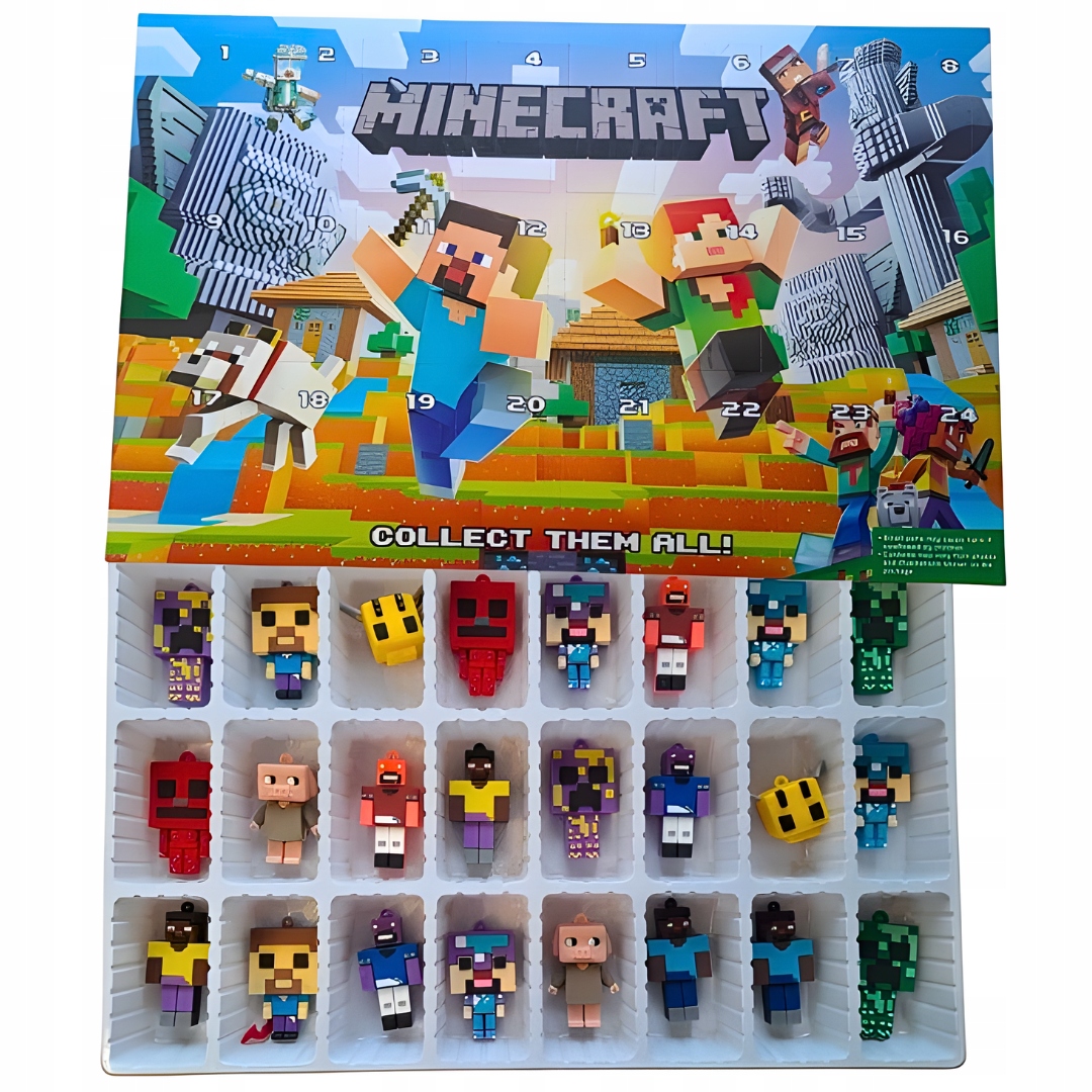 Адвент-календарь Minecraft Hyperpix, 24 пиксельные мини-фигурки, от 7 лет