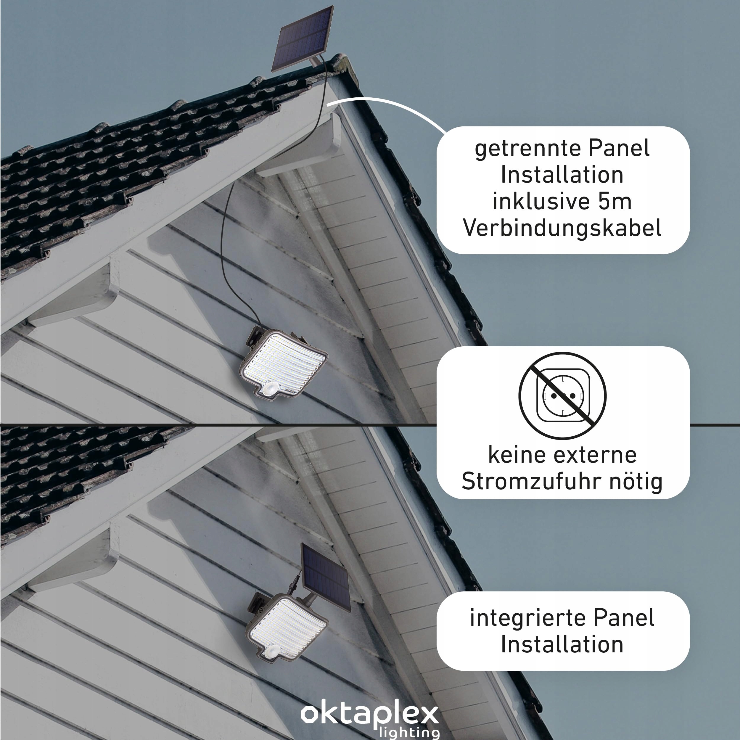 Lampa Solarna Ścienna Z Czujnikiem Ruchu Antracytowa IP44 2 Szt OKTAPLEX — miniatura 5