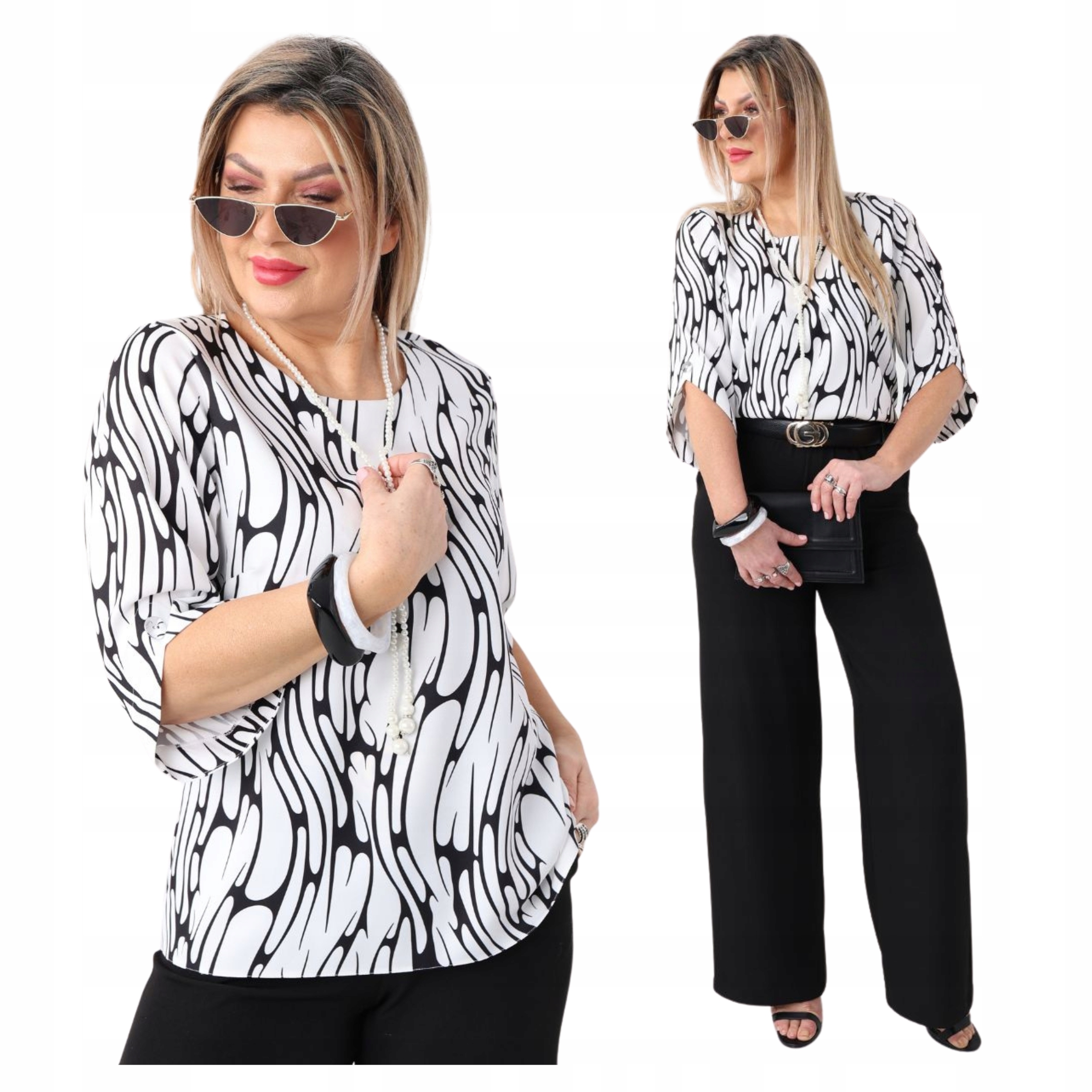 Bluzka Damska Luźna Bawełniana Zwiewna Duże Rozmiary Wizytowa