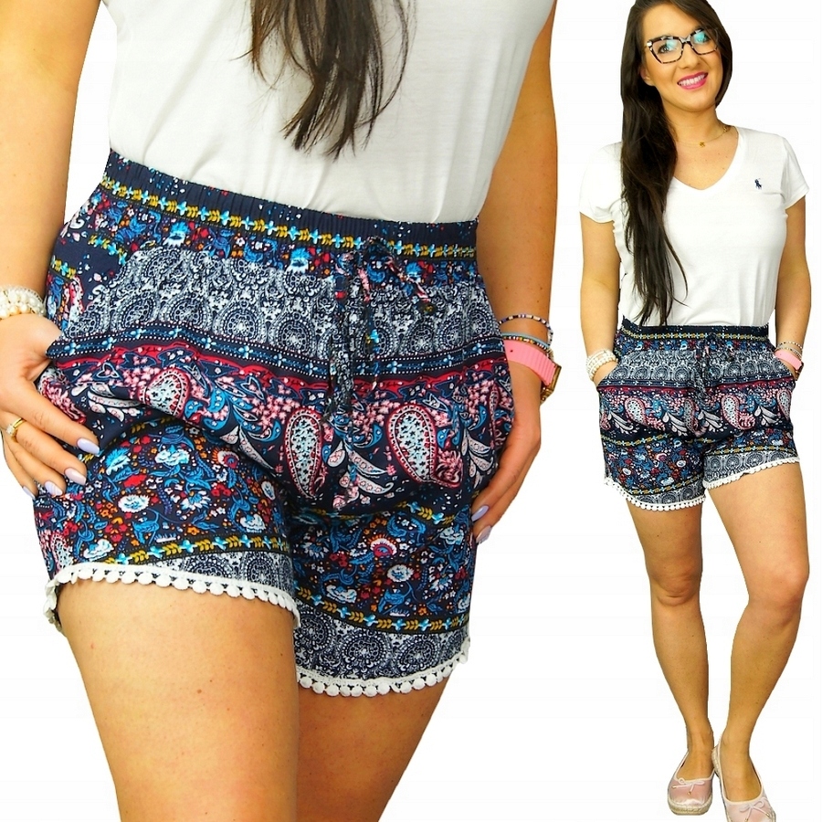 

Krótkie Spodenki Szorty damskie Koronka Boho, M/L