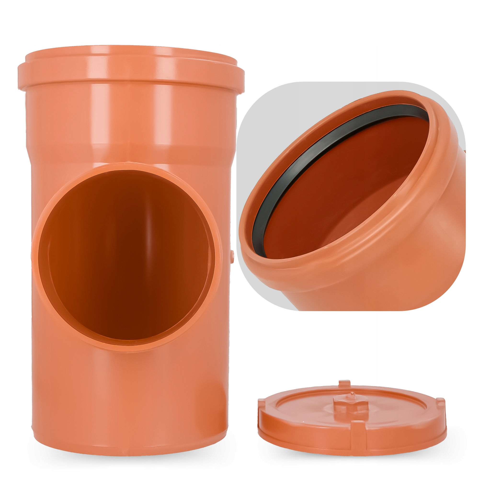 CZYSZCZAK RYNNOWY Rewizja Rury Spustowej Rynny 200 mm ZAŚLEPKA Pomarańczowy Średnica 200 mm