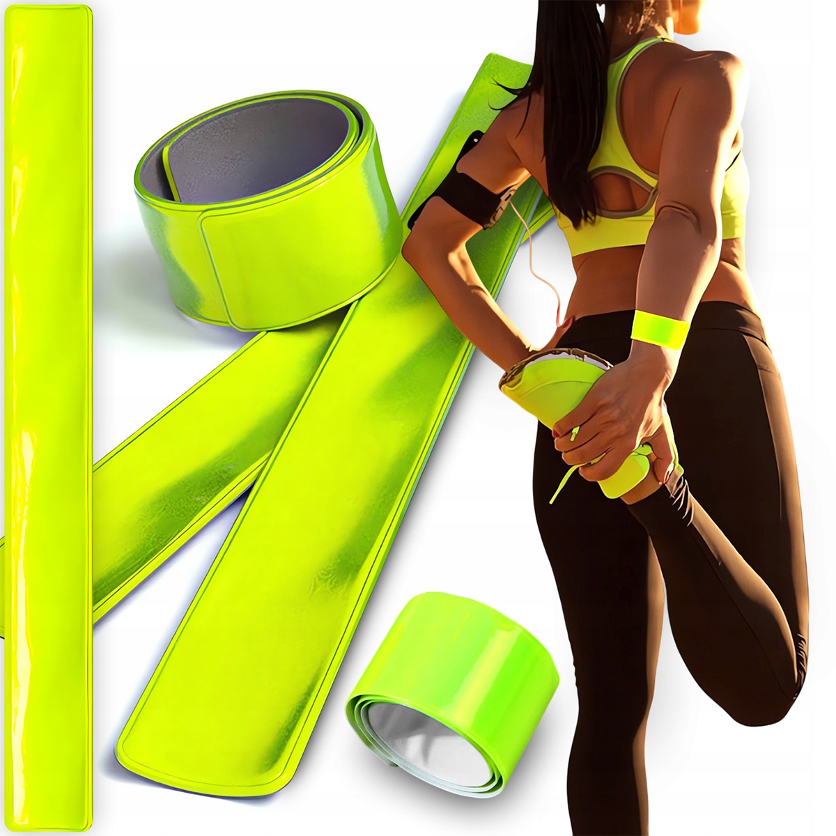 OPASKA ODBLASKOWA OSTRZEGAWCZA SAMOZACISKOWA NA RAMIĘ RĘKĘ ODBLASK OSTRZEGA