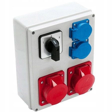 Rozvádzač na omietku so zásuvkami s prepínačom L P 2x16A 2x250 V