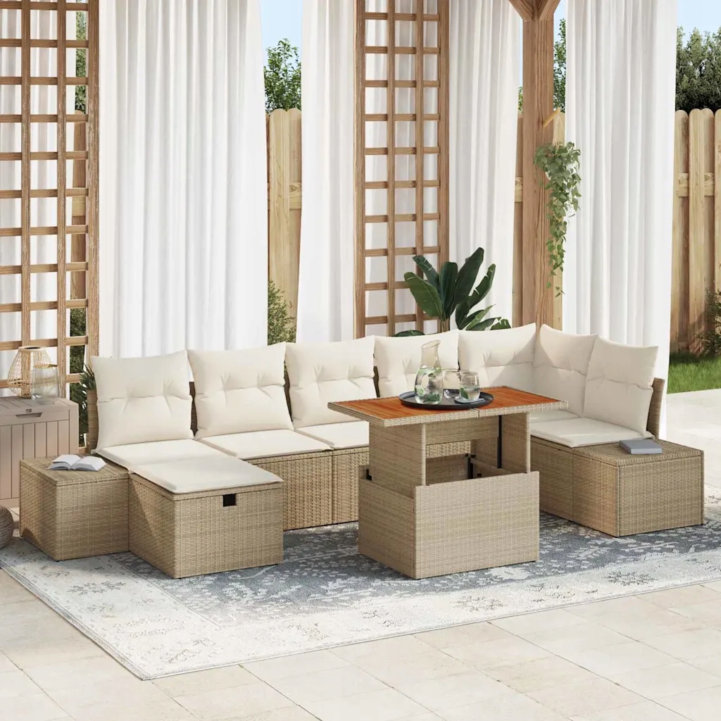 vidaXL Sada zahradních pohovek 8 pcs Béžová polyratan