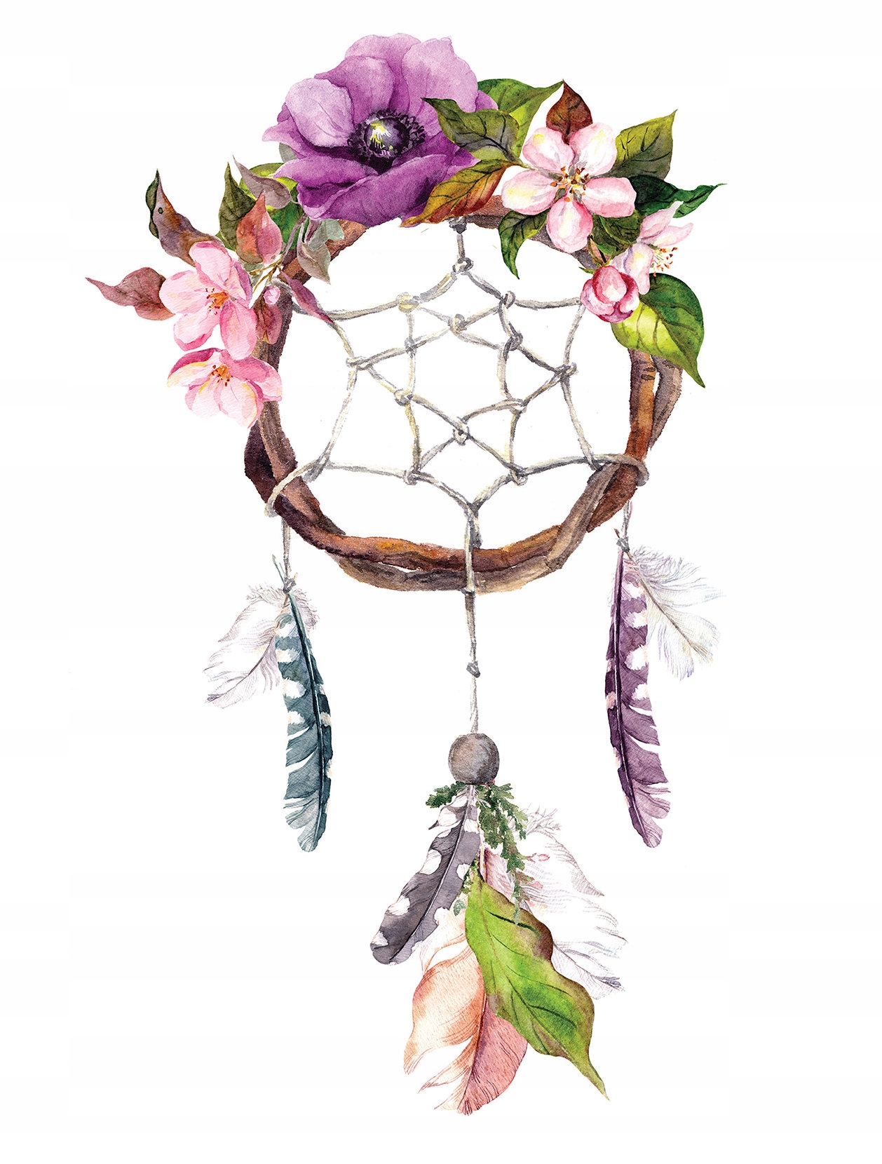 Vliesová fototapeta Lapač snů akvarel květiny boho etno 184x254 lepidlo