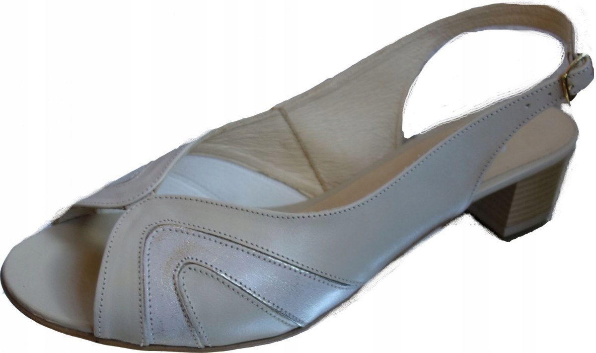 

Skórzane sandały beżowe Tęgość G i H Haluksy 40