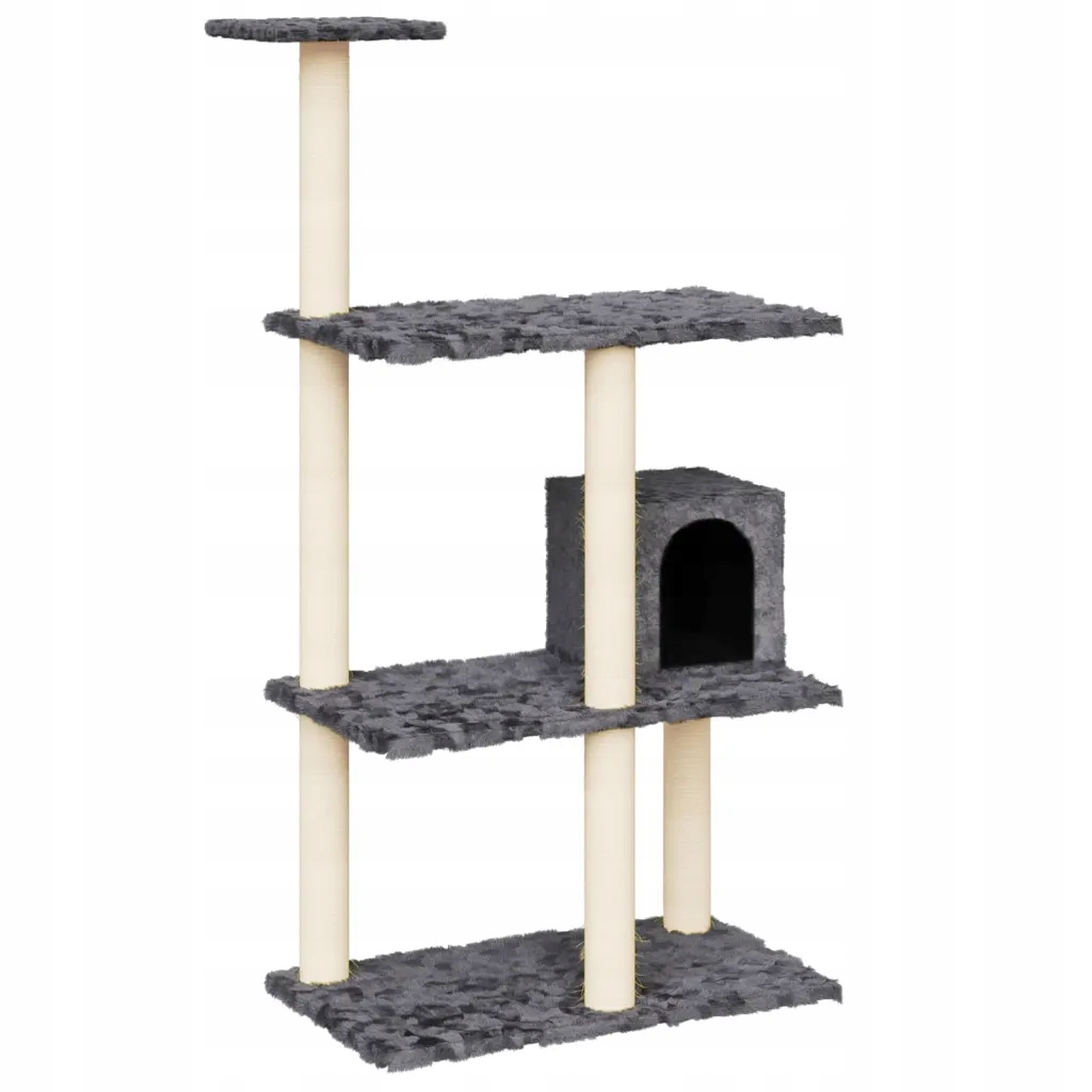 Levně vidaXL Škrabadlo pro kočky se sisalovými sloupky, tmavě šedé, 119 cm