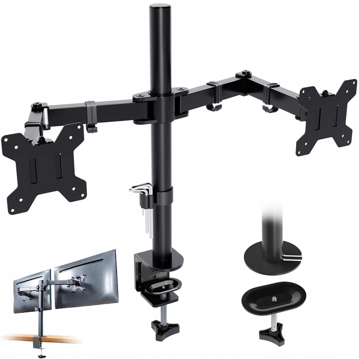 Pevný Nastavitelný Stolní Držák Pro Dva Monitory 13-30 Palců, Věšák Vesa