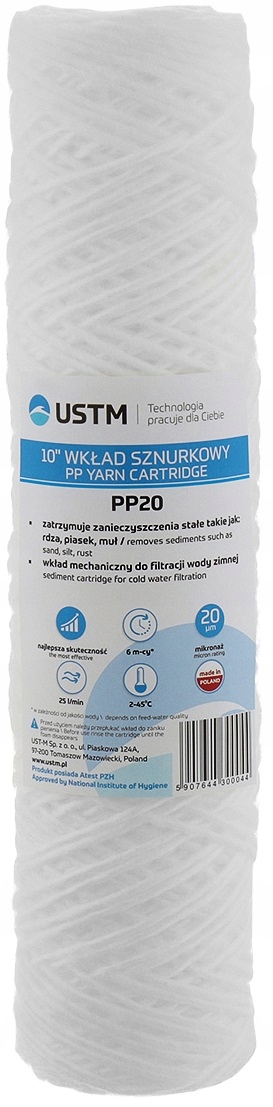 

Filtr Do Wody Wkład 10'' Sznurkowy 20 Mikron Ustm