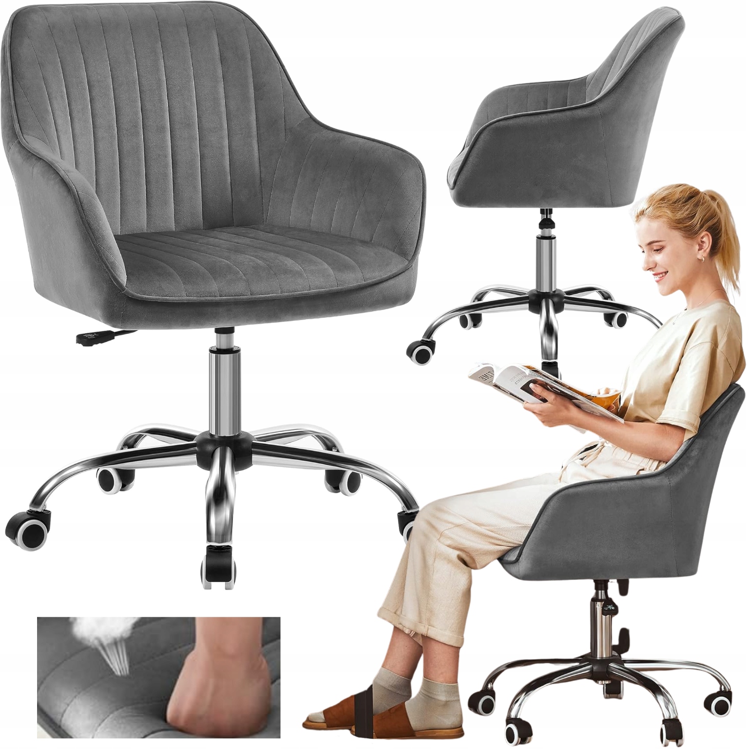 Kancelárska stolička Velúrová Otočná stolička na čalúnenie Toaletný stôl