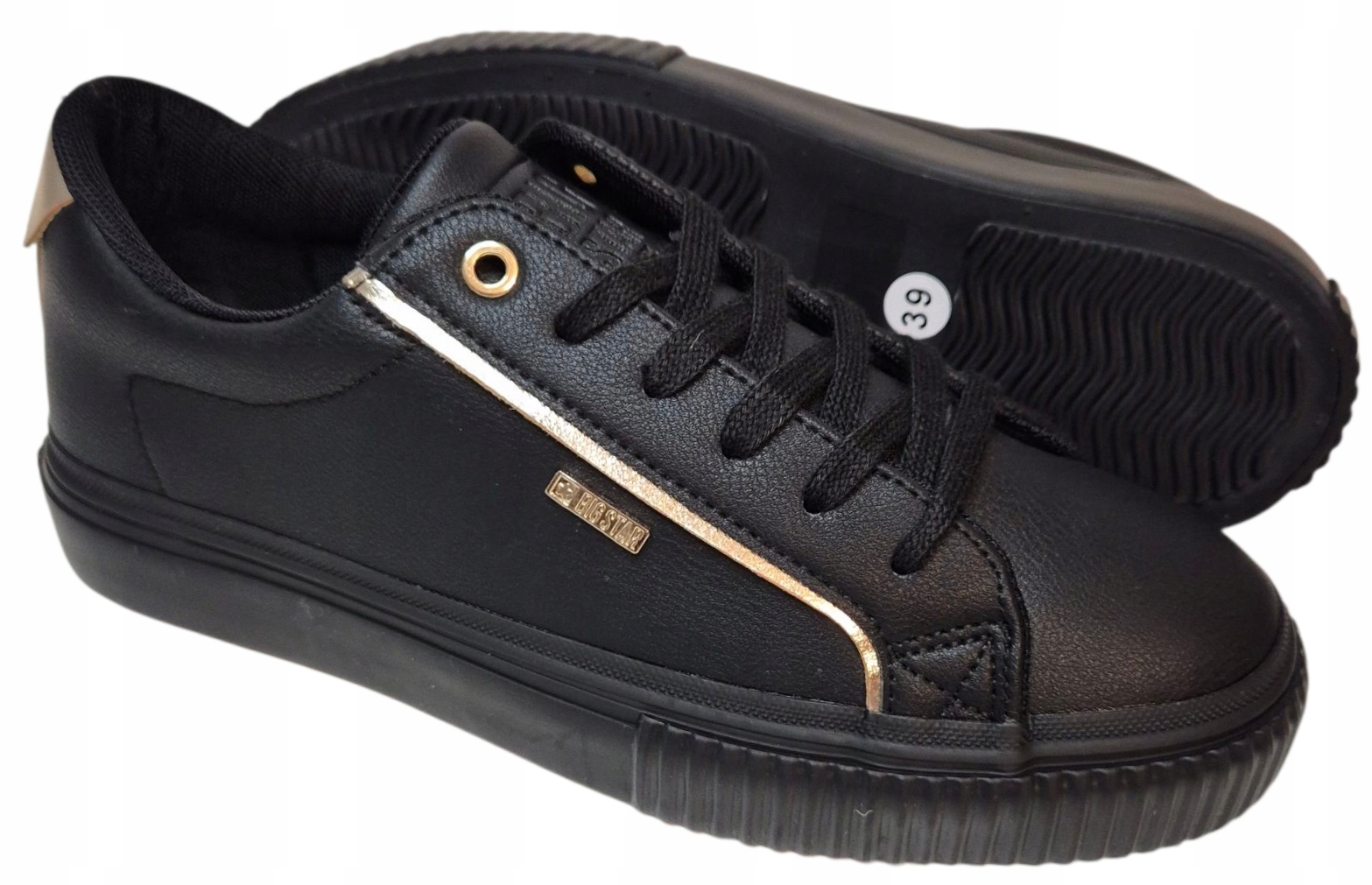 Big Star SS274025 Černé tenisky na platformě z eko-kůže vel 37