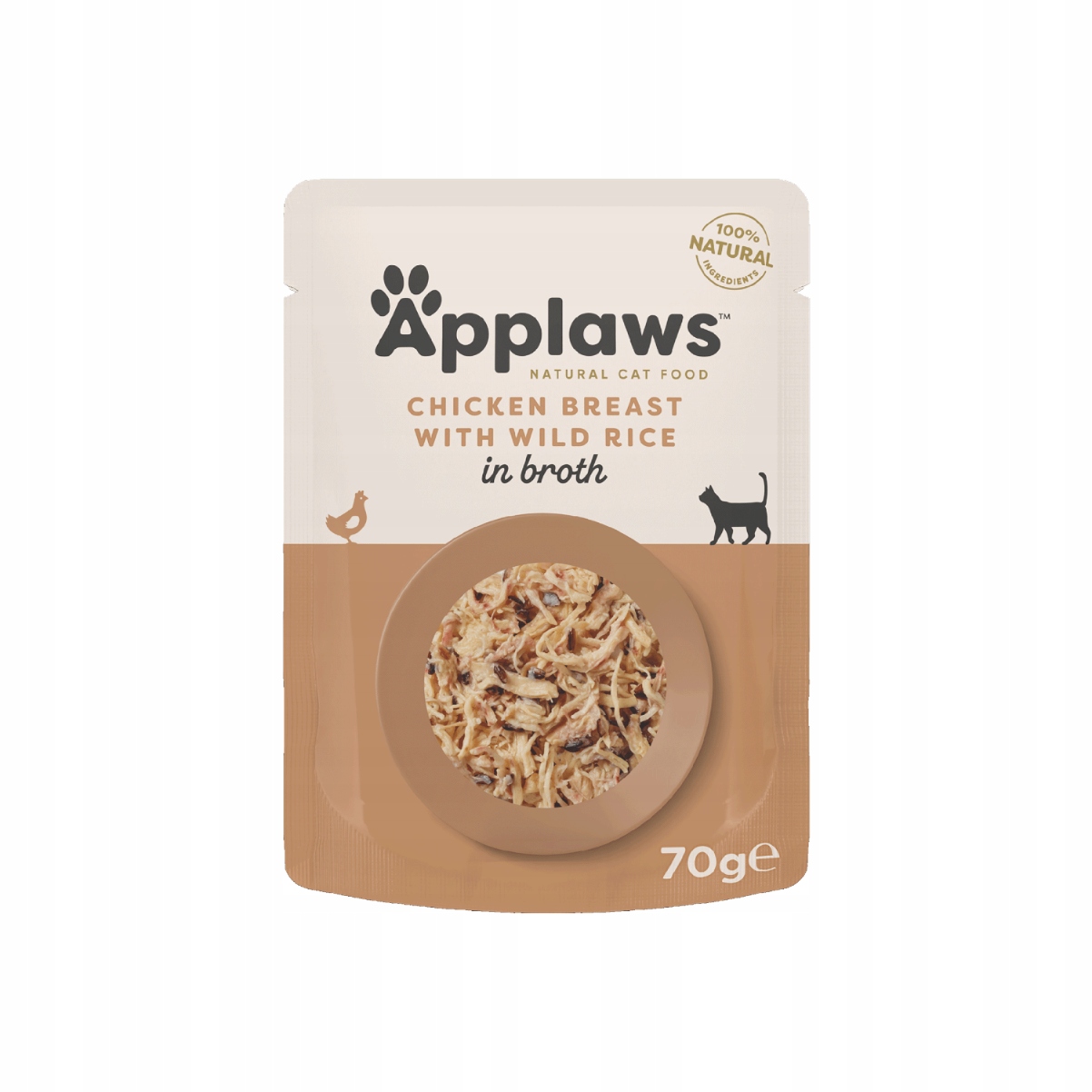 Levně Applaws Premium mokré krmivo pro kočky adult 100% kuřecí maso Divoká rýže 24x70g