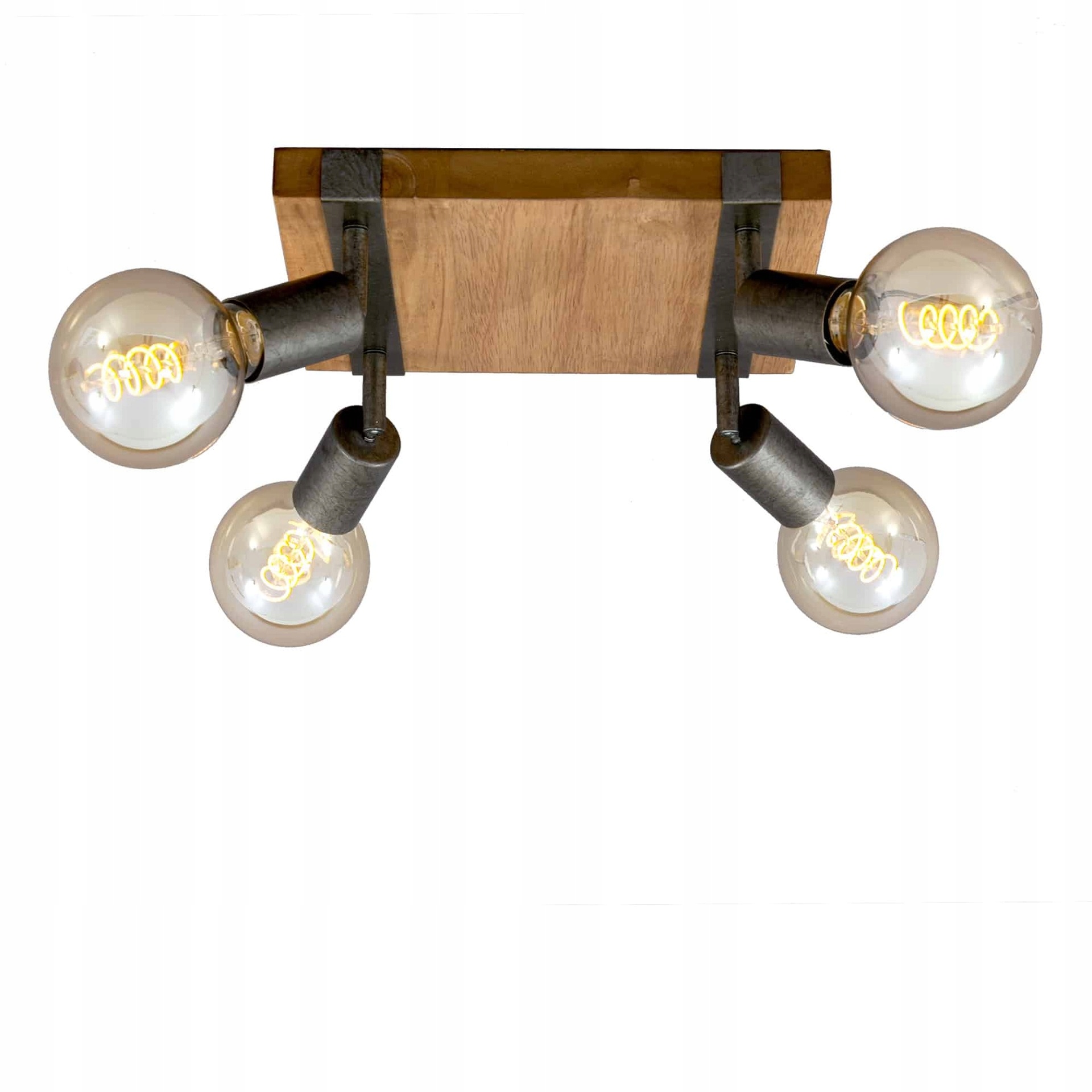 Bodové stropné svietidlo Briloner 4xE27, 28 cm, šedé, drevo, retro štýl