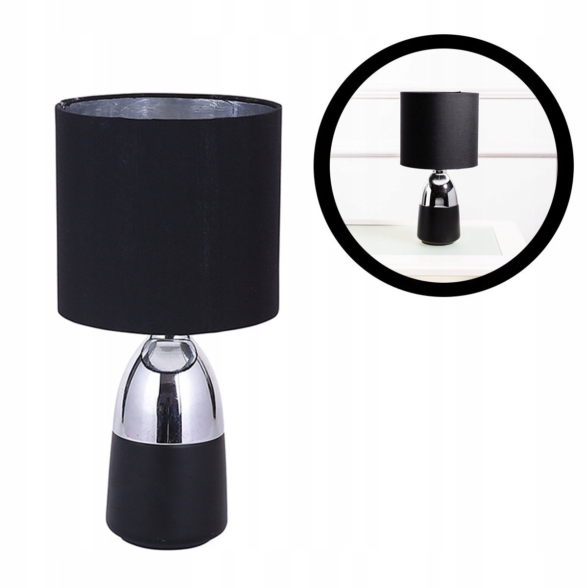 Lampka nocna biurkowa stołowa w stylu glamour Altom Design czarno srebrna