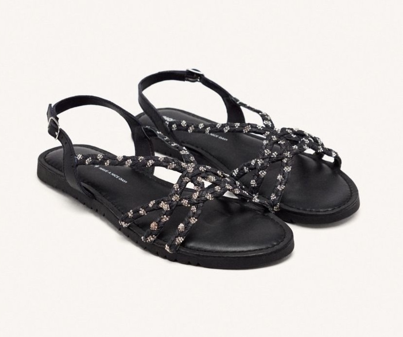 Černé sandály z rafie na ploché podrážce Gioseppo 75092 r39