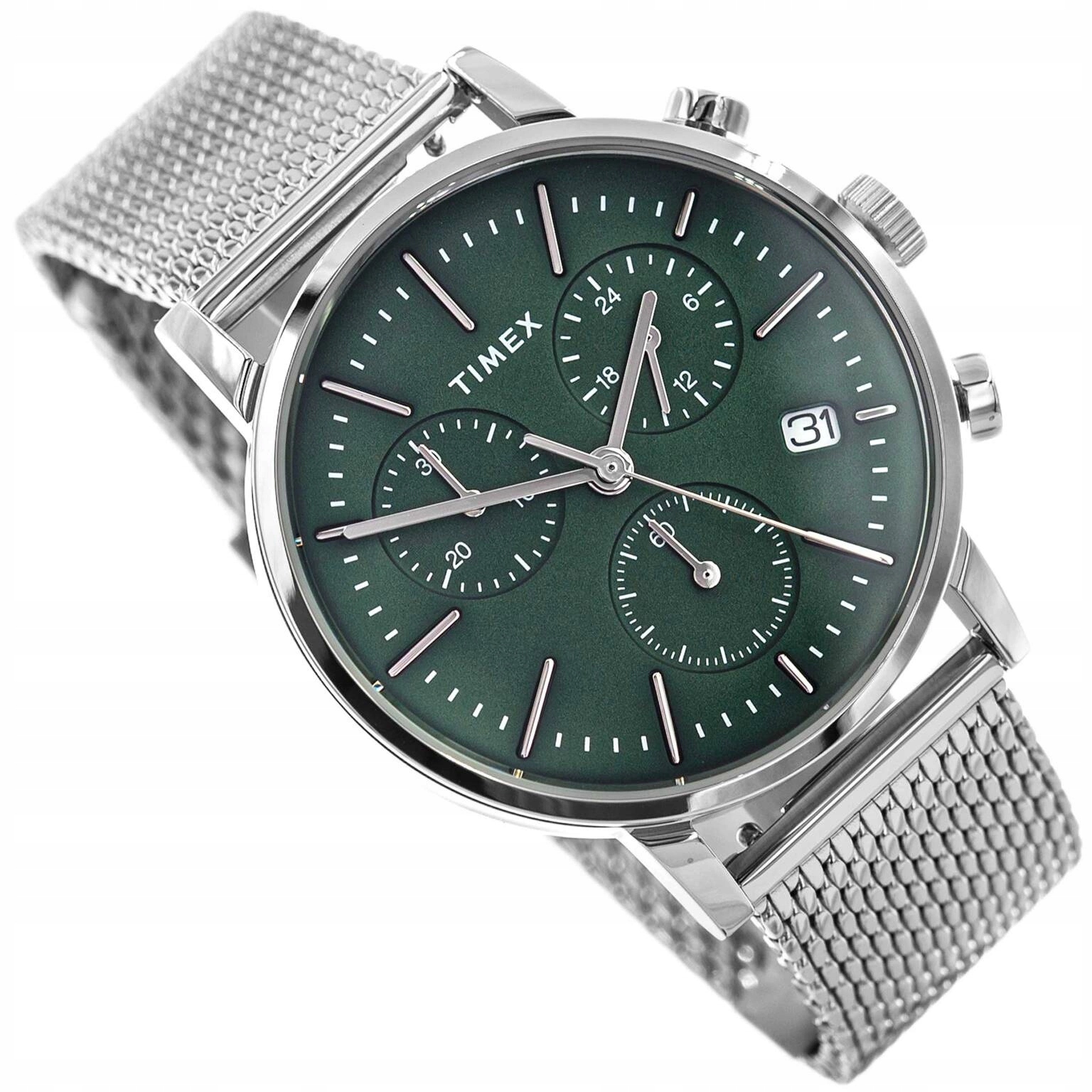 Pánské Hodinky Timex TW2W43400 Midtown Mesh, Stříbrné Stopky