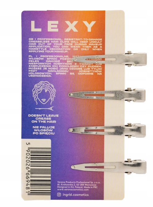Spinki do włosów Makijażu Clippers Make up Lexy 4 Marka Ingrid