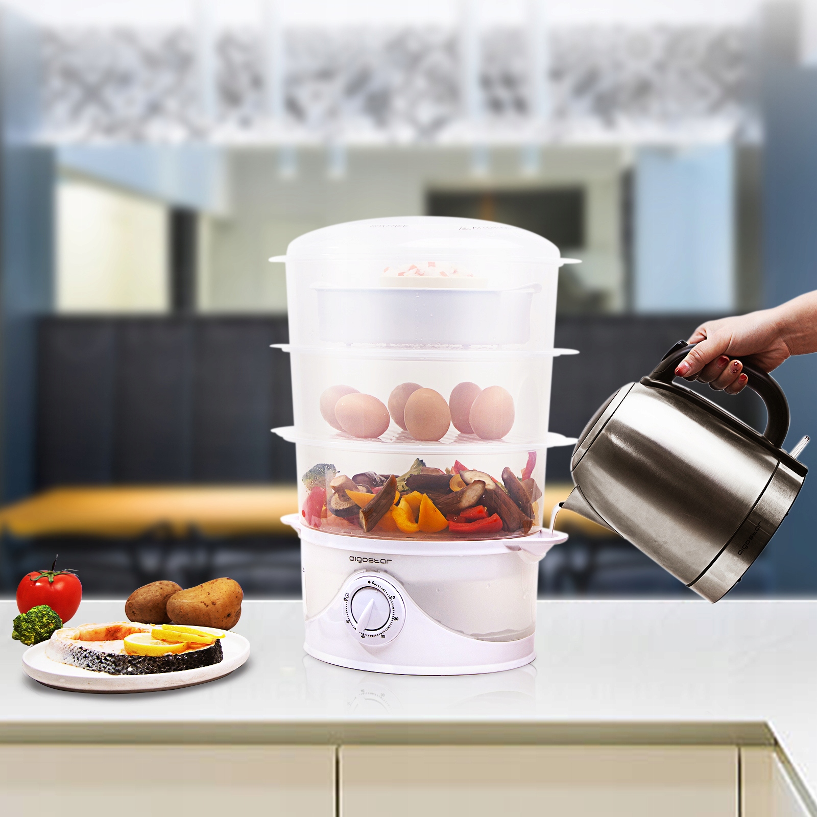 Parowar Aigostar 500306 9 l biały 800 W Marka Aigostar