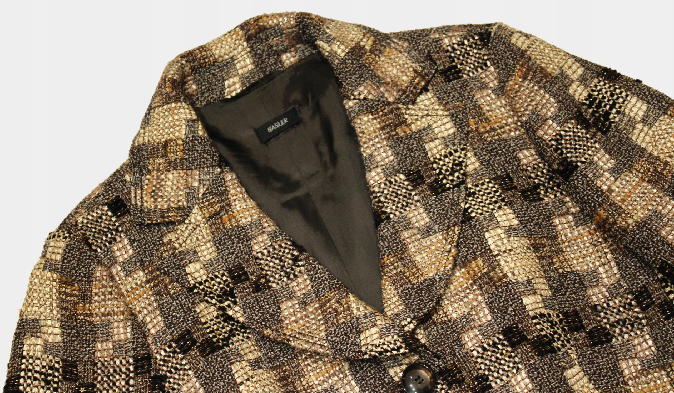 BASLER marynarka brąz melanż patchwork * 42 44 Szerokość pod pachami 54 cm