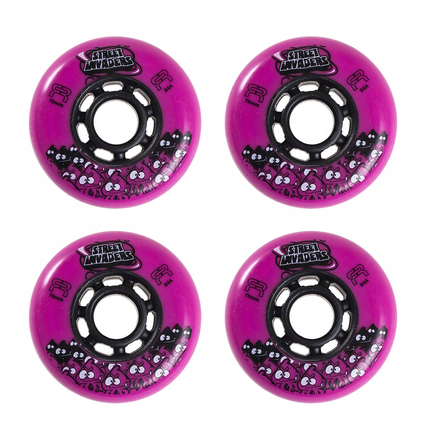 Kolečka pro kolečkové brusle Fr Street Invaders 76 mm/84A Růžová 4 kusy