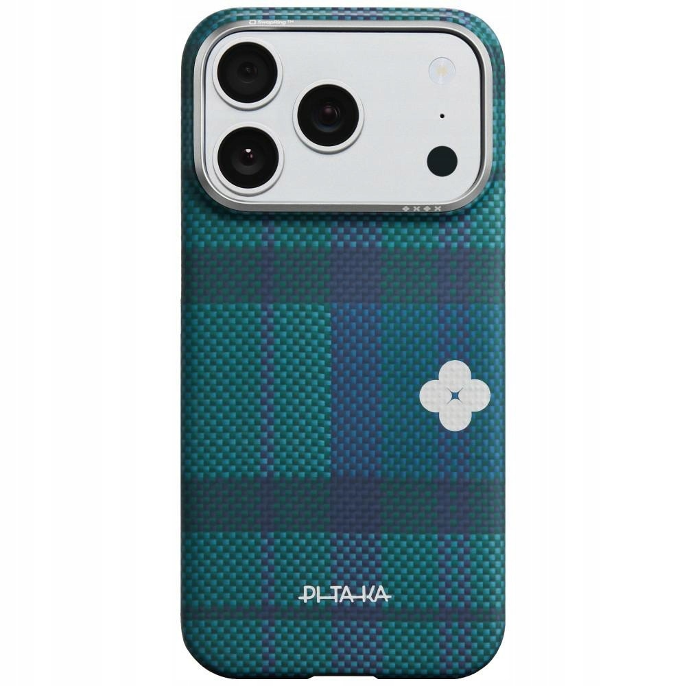 Etui Pitaka Flora in Grid Edge do iPhone 17 Pro forest dawn