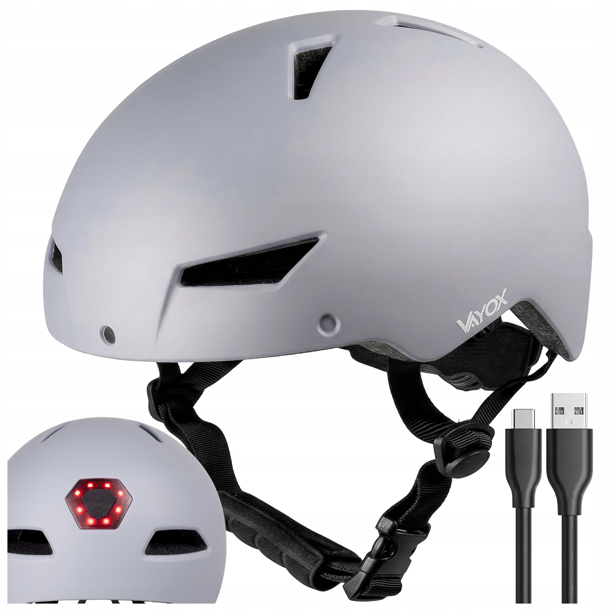 Helma Na Kolo, Koloběžku, Kolečkové Brusle, Nastavitelný Ořech S Lampičkou 55-58 CM Vayox