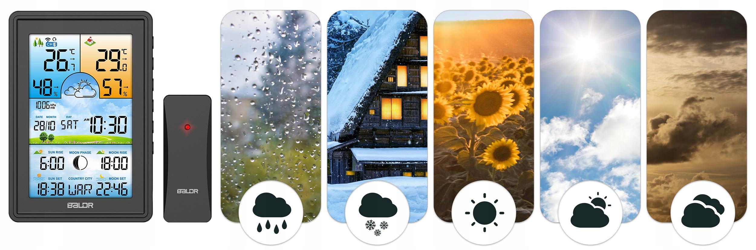 БЕЗДРОТОВА МЕТЕОСТАНЦІЯ ГІГРОМЕТР + ДАТЧИК Модель BD-906