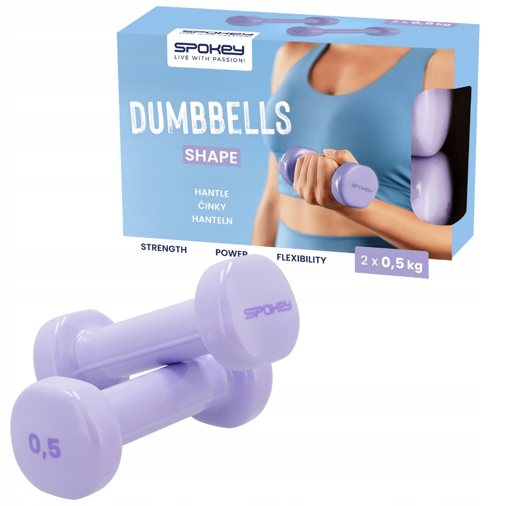 Spokey Hantle Ciężarki Winylowe Do Ćwiczeń Fitness Treningu 2x0,5 kg