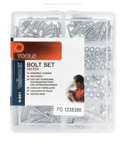 Śrubki Nakrętki Podkładki Zestaw 330 Sztuk
