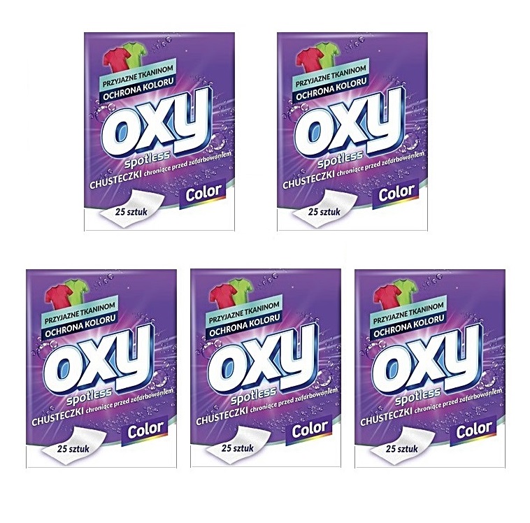 

Chusteczki Oxy Spotless Przeciw Farbowaniu 5x25szt