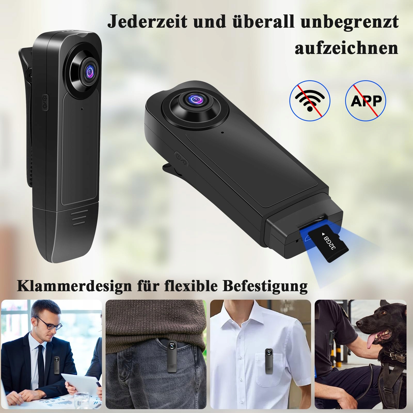PUDET Luo Kamera HD 1080P Mini Kamera 32GB Karta Nocna Wizja Bez WiFi — miniatura 4