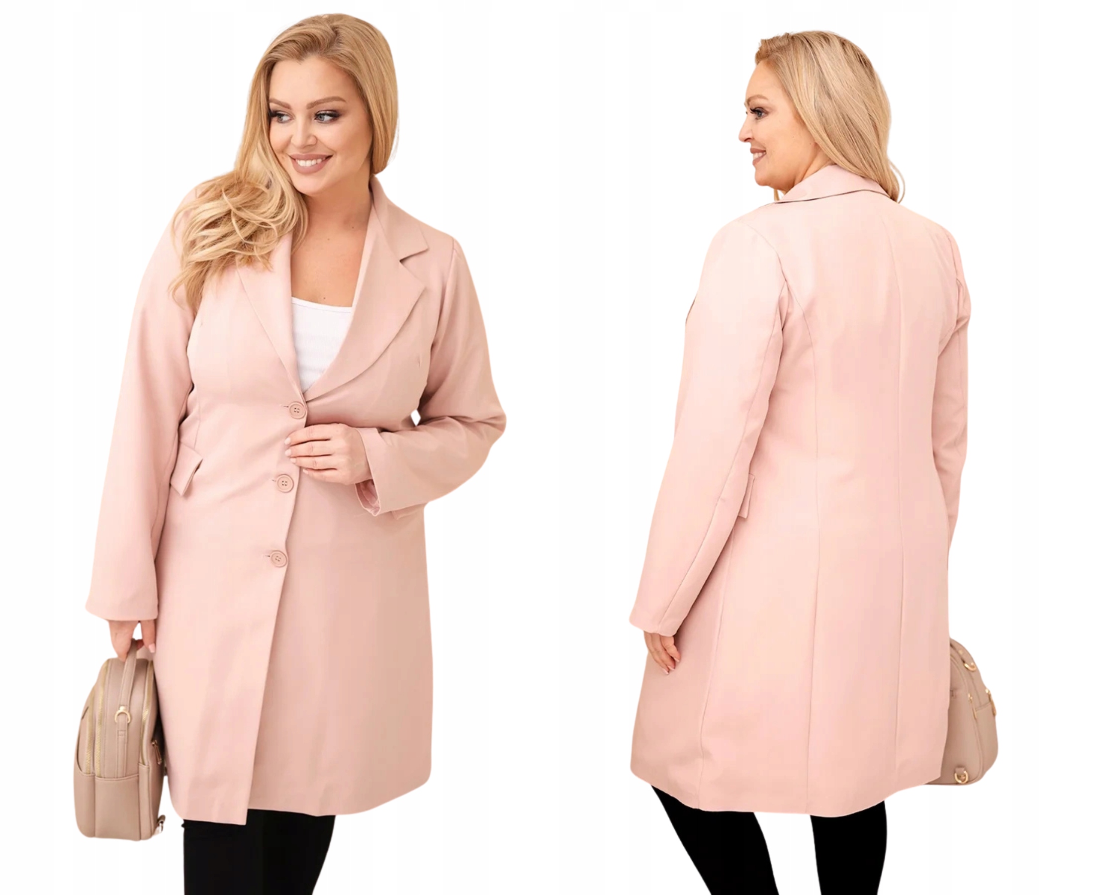 Tmavě pudrová růžová dámský elegantní kabát s límcem a knoflíky