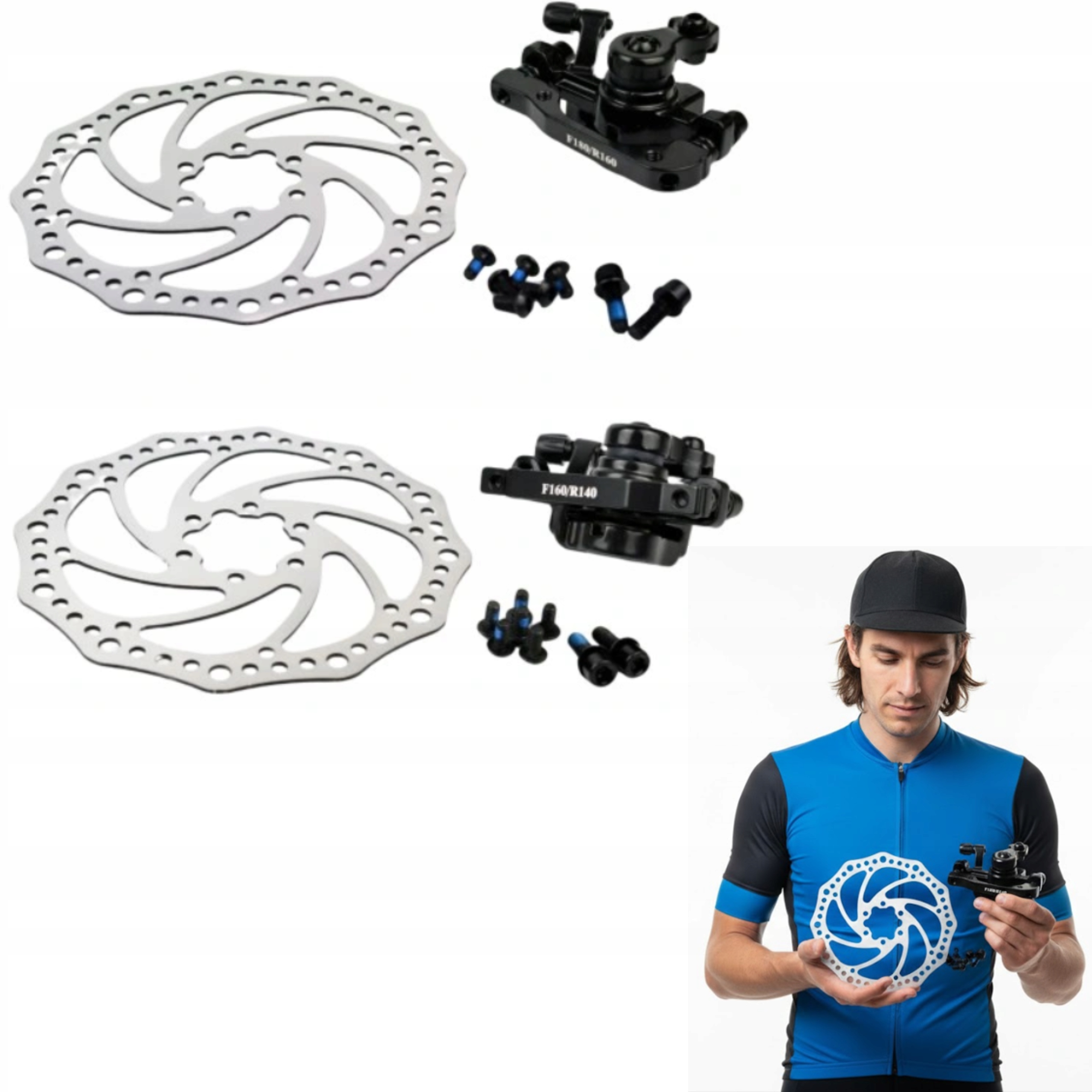 Komplet hamulców tarczowych do roweru 160 przód tył rower hamulce tarczowe