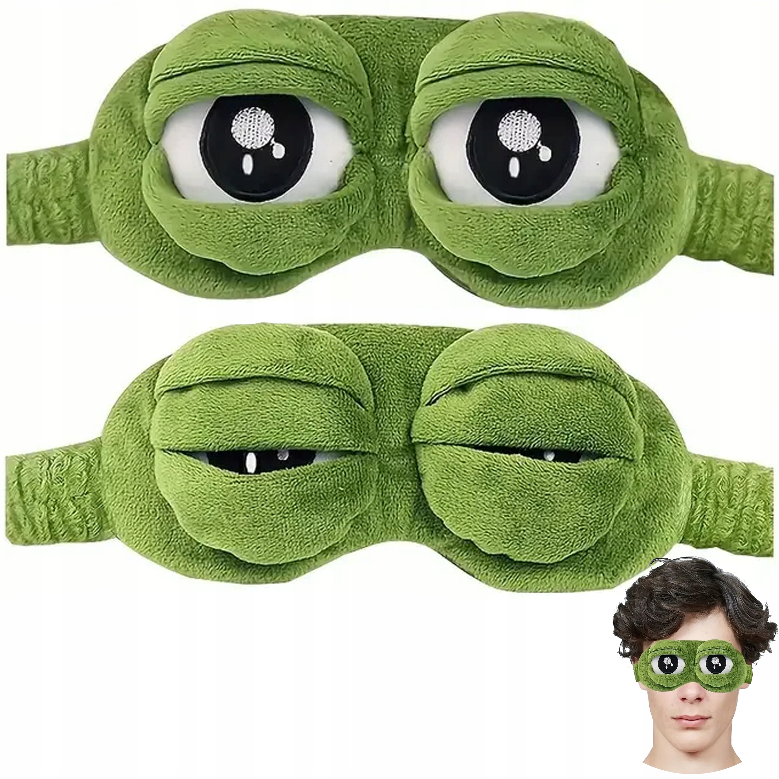 OPASKA NA OCZY D0 SPANIA ZABAWNA ŻABA PEPE MASKA PLUSZOWA