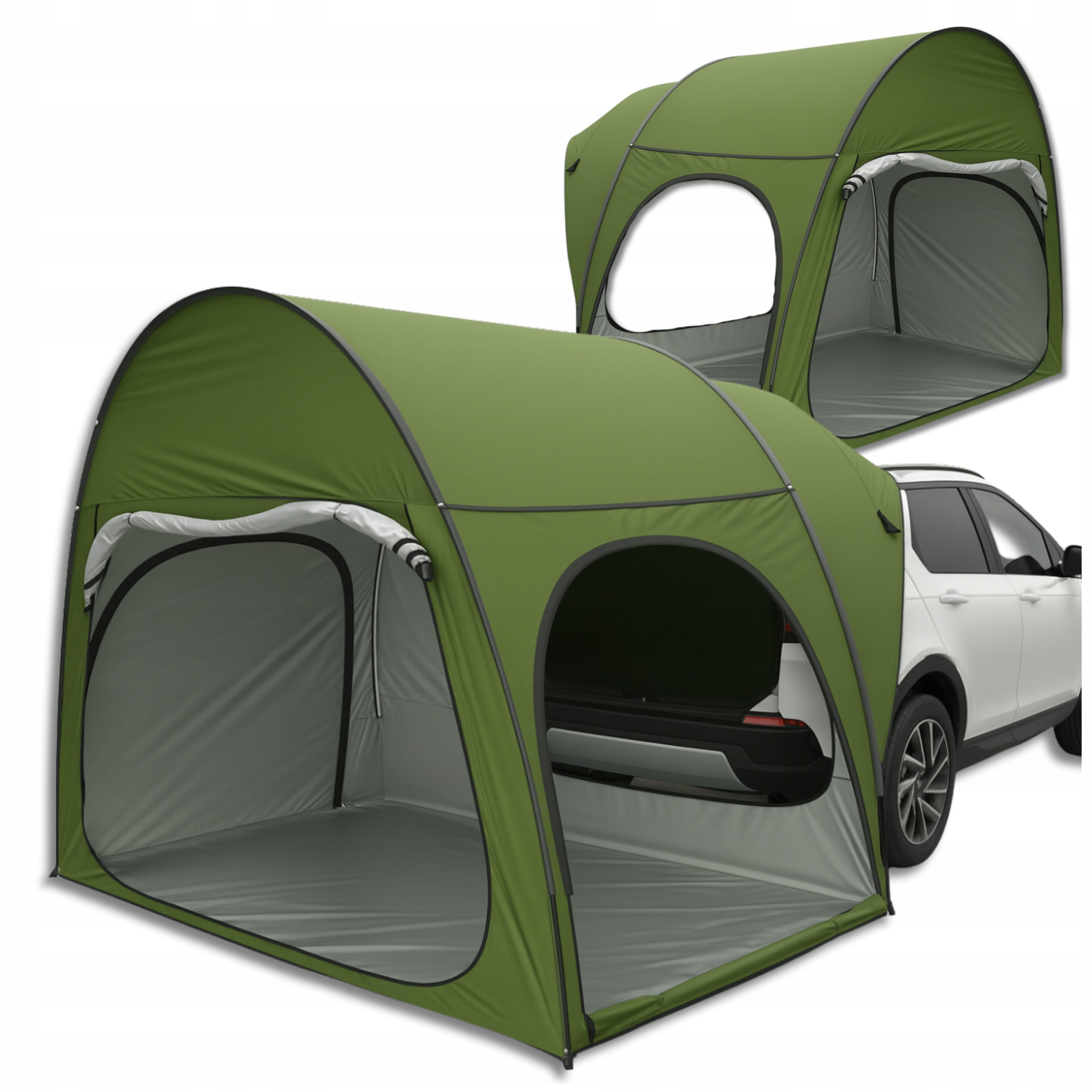 Vodotesný 2-miestny zelený turistický stan do auta
