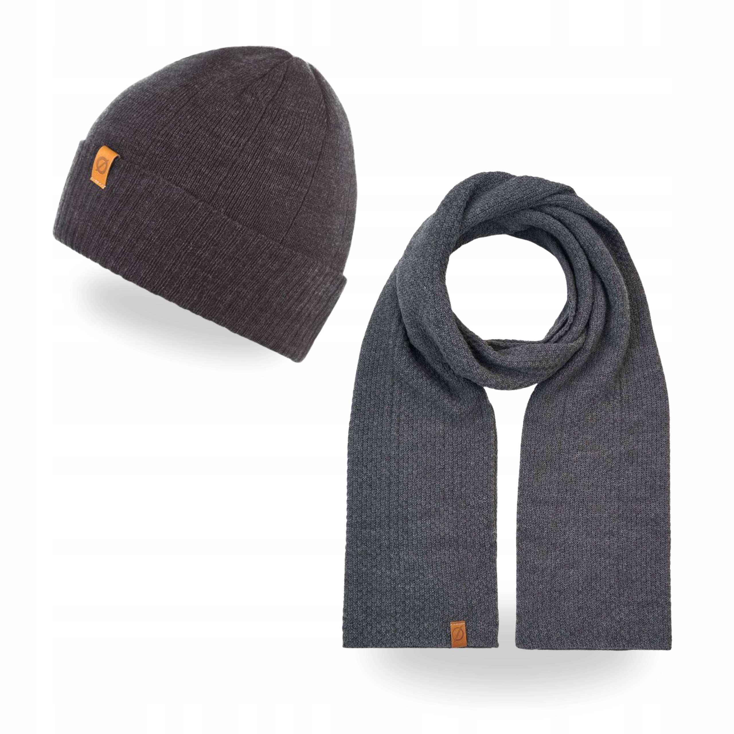 Pánská zimní sada Čepice Klasická dlouhá šála Brodrene Tmavě šedá