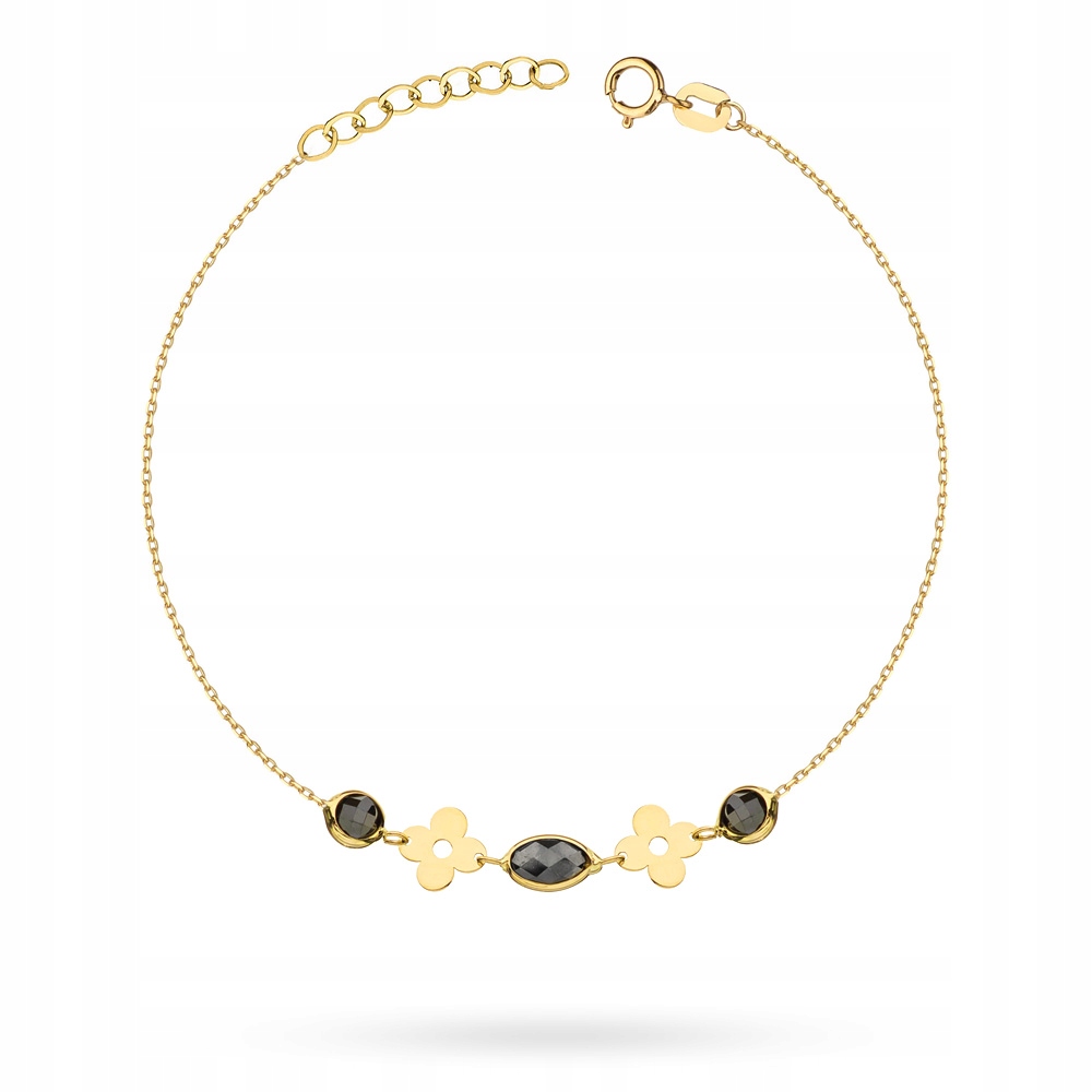 

Piękna Złota Bransoletka pr.585 Cyrkonie i Kwiatki